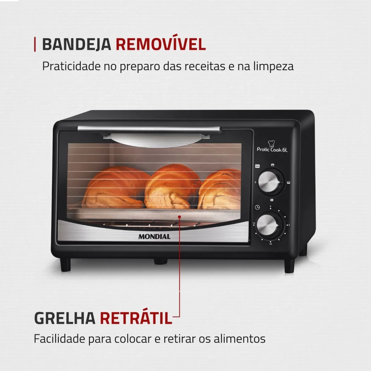 FORNO ELÉTRICO MONDIAL PRATIC COOK 6 LITROS FR-09 127V