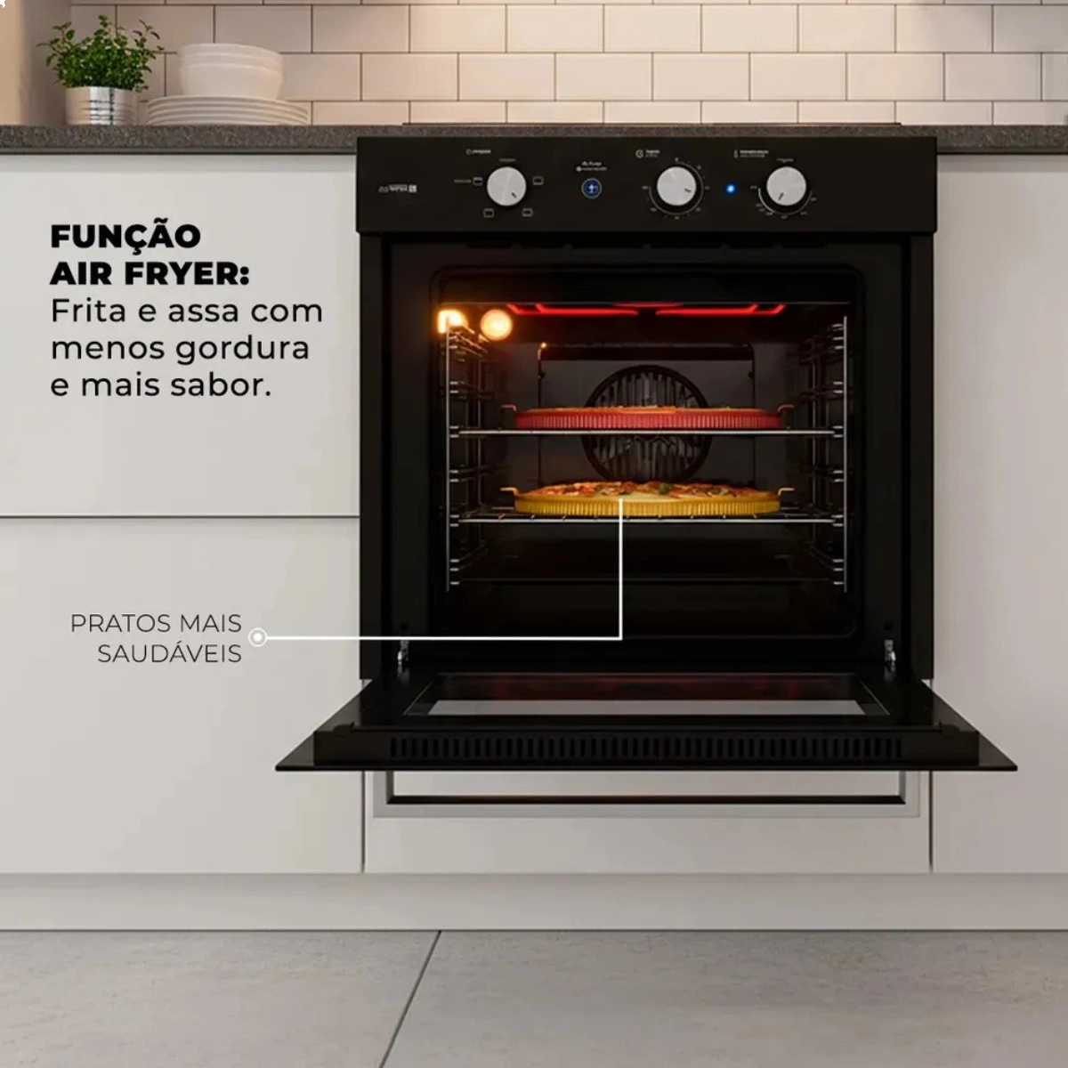 Forno Eletrico de Embutir Fischer Infinity 78l com Air Fryer Preto 220v Forno Eletrico de Embutir Fischer Infinity 78l com Air Fryer Preto 220v