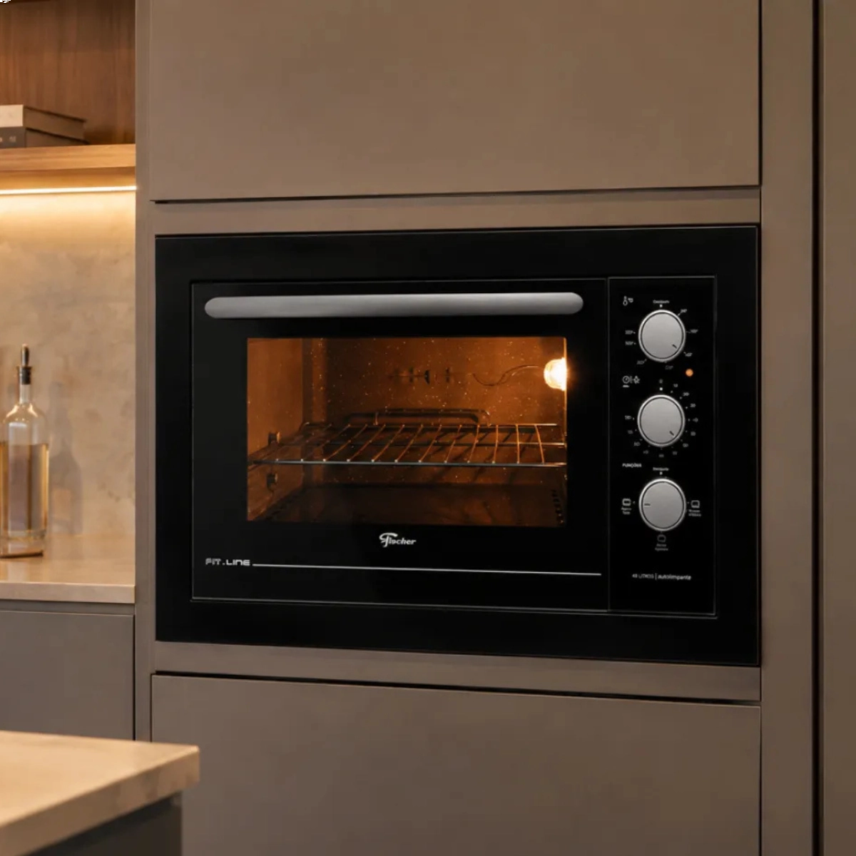FORNO ELETRICO FISCHER 48L FIT LINE EMBUTIR 1775W PRETO 127V 
