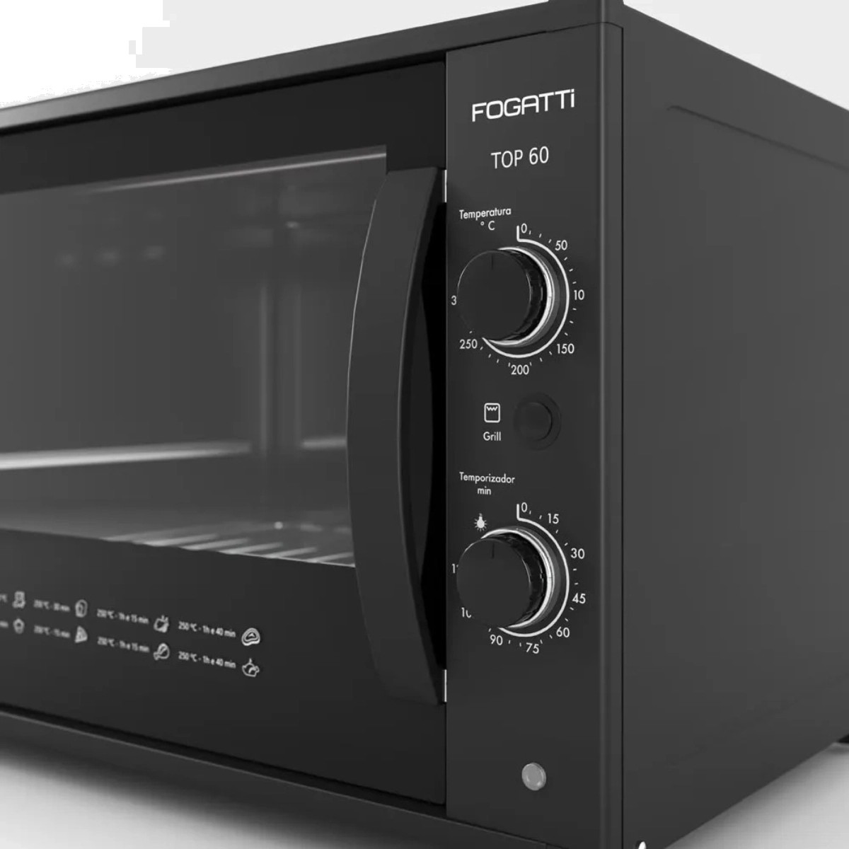 FORNO FOGATTI ELÉTRICO BANCADA TOP BLACK 60 LITROS 127V