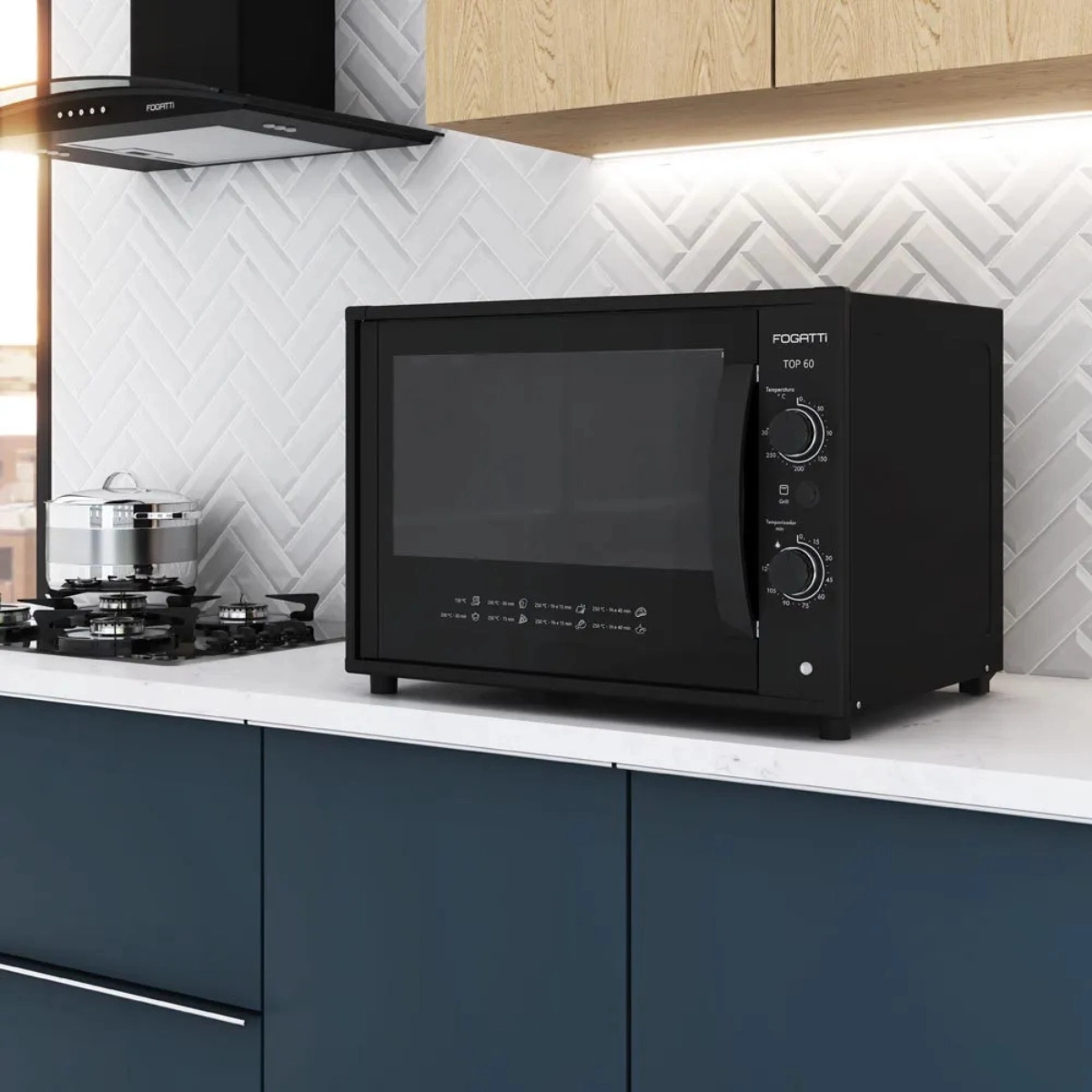 FORNO FOGATTI ELÉTRICO BANCADA TOP BLACK 60 LITROS 127V