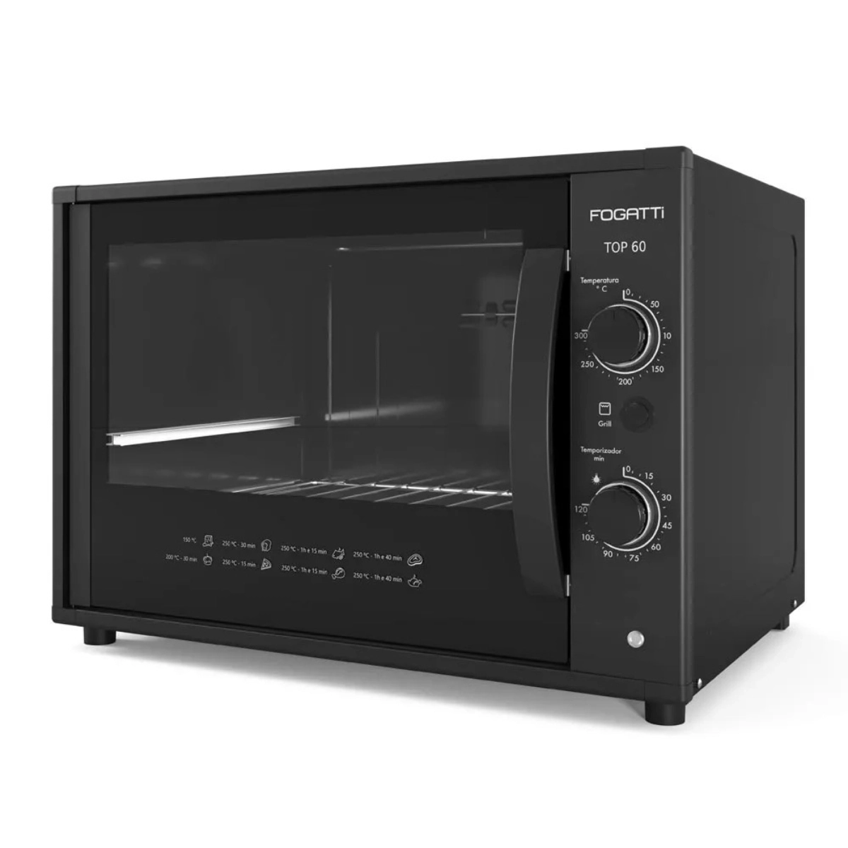 FORNO FOGATTI ELÉTRICO BANCADA TOP BLACK 60 LITROS 127V