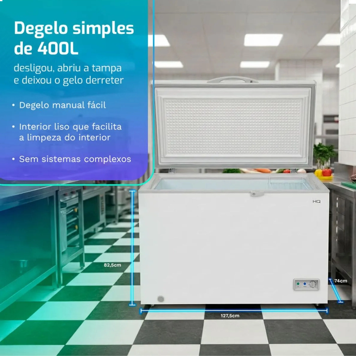 FREEZER E CONSERVADOR HORIZONTAL HQ 400 LITROS HQ-400CFX1 BRANCO 127V FREEZER E CONSERVADOR HORIZONTAL HQ 400 LITROS HQ-400CFX1 BRANCO 127V