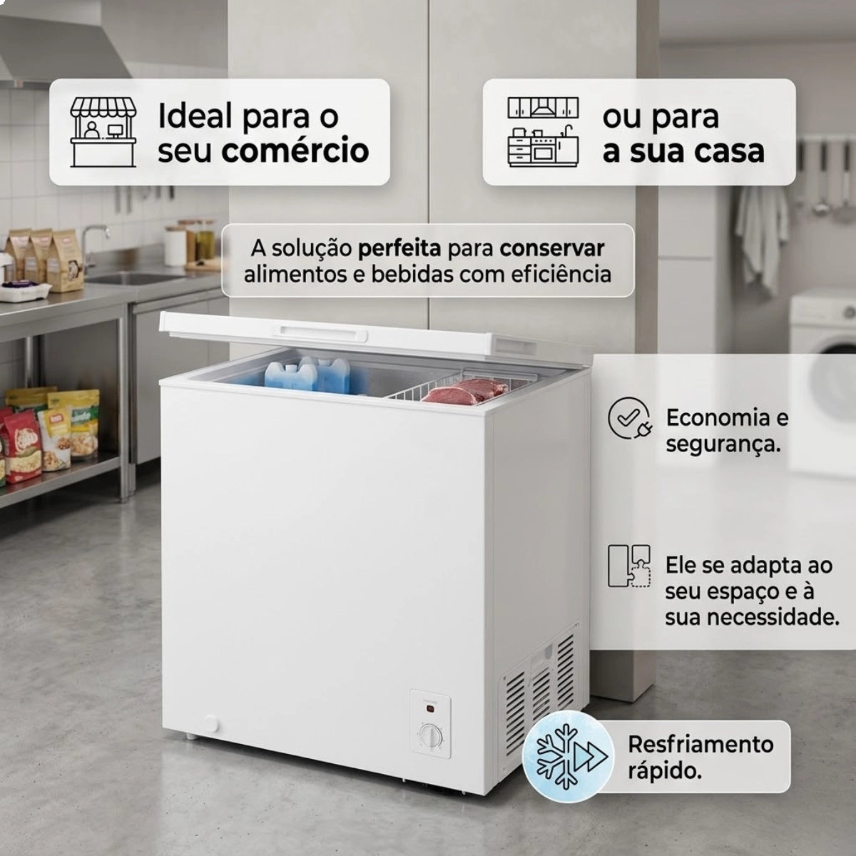 FREEZER HORIZONTAL ELGIN BRANCO 199 LITROS 127V RESFRIAMENTO 4D