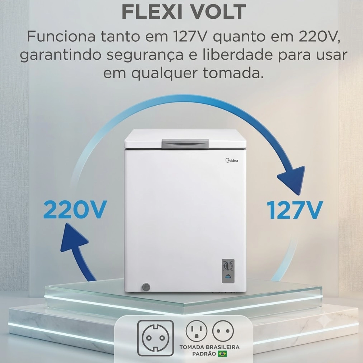 FREEZER HORIZONTAL MIDEA 142L INVERTER BIVOLT BRANCO