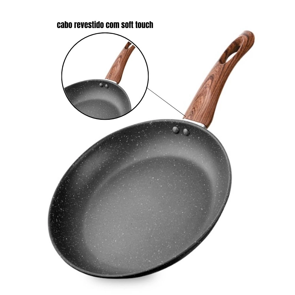 Frigideira Ceramica Antiaderente Fogão Cooktop Indução E Gás - Preto MTA Frigideira Ceramica Antiaderente Fogão Cooktop Indução E Gás - Preto MTA