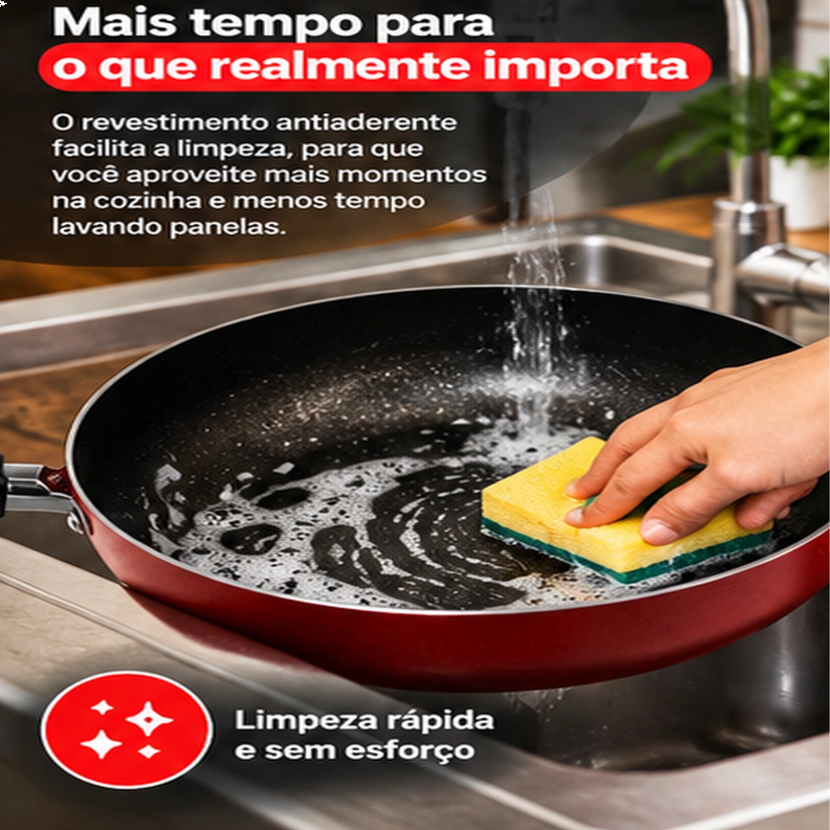 FRIGIDEIRA WORK ANTIADERENTE 3,3L ALUFLON ALOESTE CEREJA