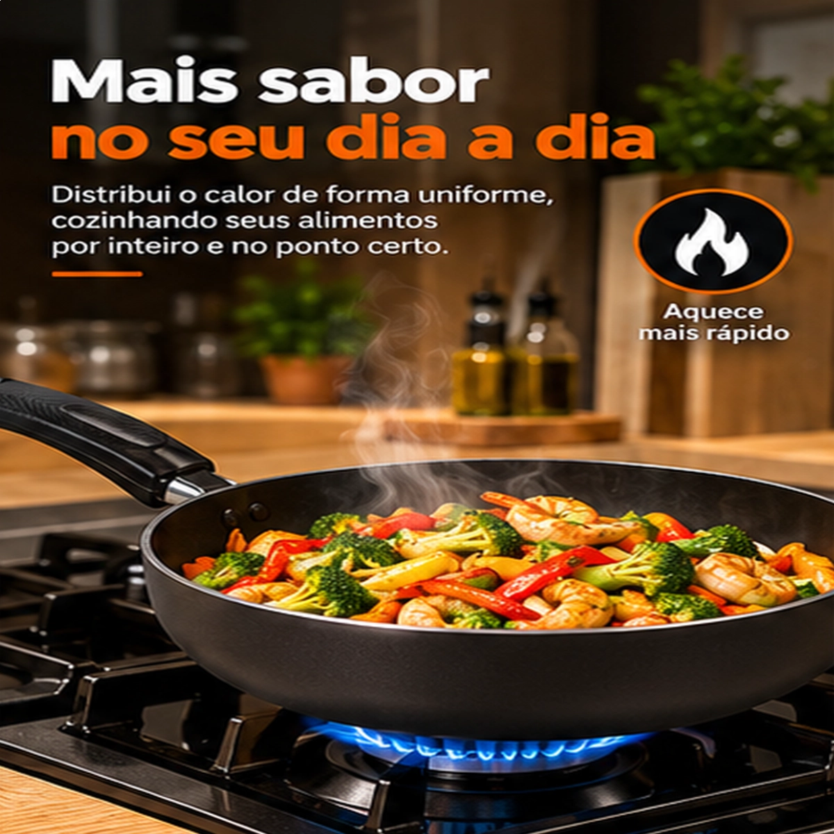 FRIGIDEIRA WORK ANTIADERENTE 3,3L ALUFLON ALOESTE PRETA
