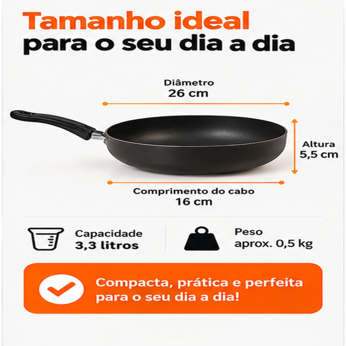 FRIGIDEIRA WORK ANTIADERENTE 3,3L ALUFLON ALOESTE PRETA