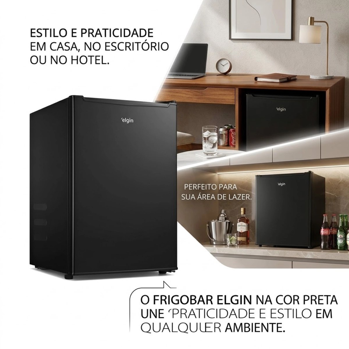 FRIGOBAR ELGIN 70 LITROS 127V PRETO PORTA REVERSIVEL 