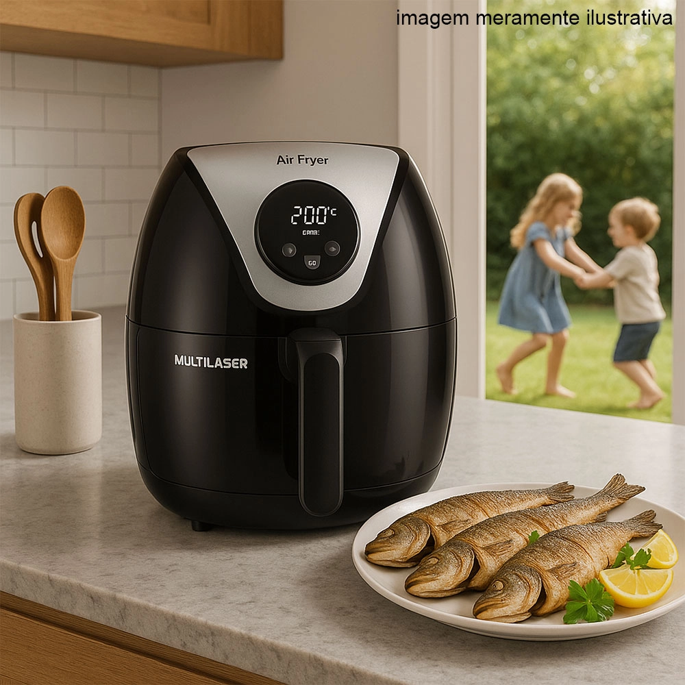 Fritadeira Air Fryer 4l Multilaser Ce169 Digital 1500w 220v Fritadeira Air Fryer 4l Multilaser Ce169 Digital 1500w 220v