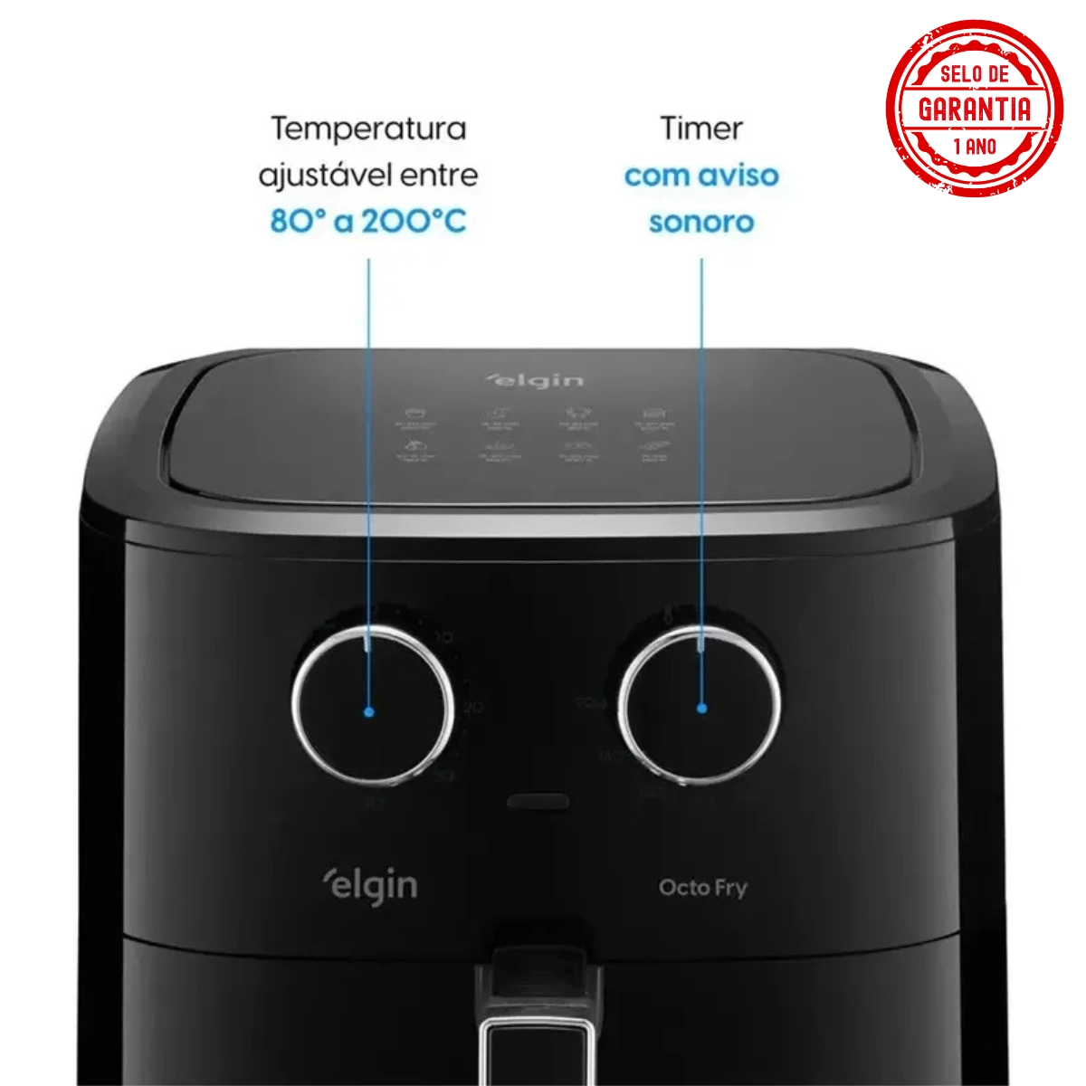 FRITADEIRA AIR FRYER ELGIN OCTO FRY 8 LITROS PRETA 1.800W 127V FRITADEIRA AIR FRYER ELGIN OCTO FRY 8 LITROS PRETA 1.800W 127V