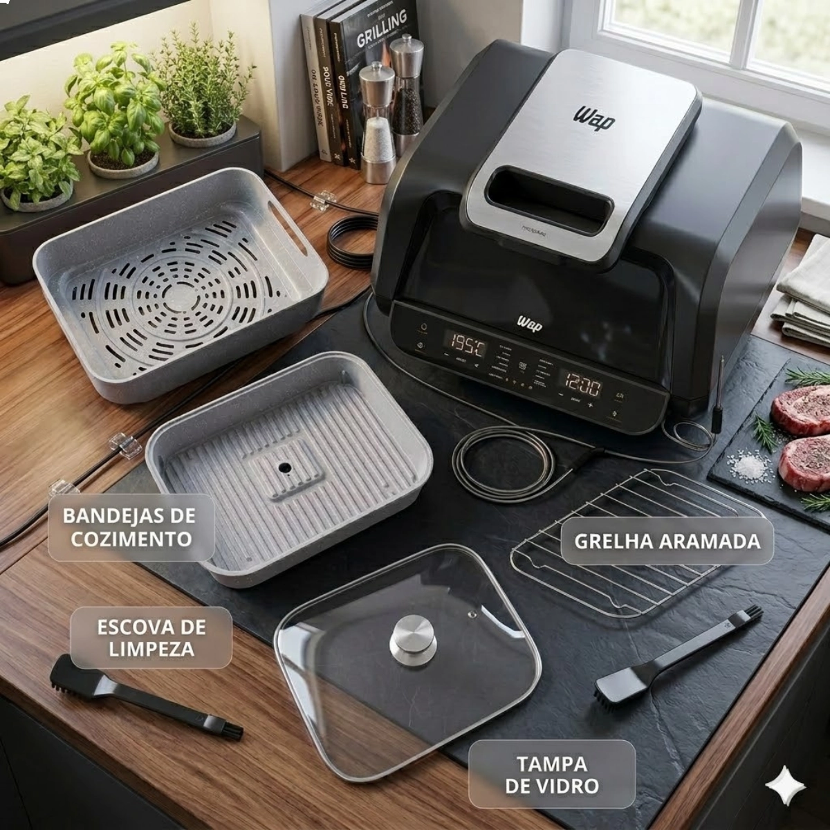 FRITADEIRA ELETRICA AIR FRYER WAP BARBECUE WC AB1090 PRETO VOLTAGEM 127V FRITADEIRA ELETRICA AIR FRYER WAP BARBECUE WC AB1090 PRETO VOLTAGEM 127V