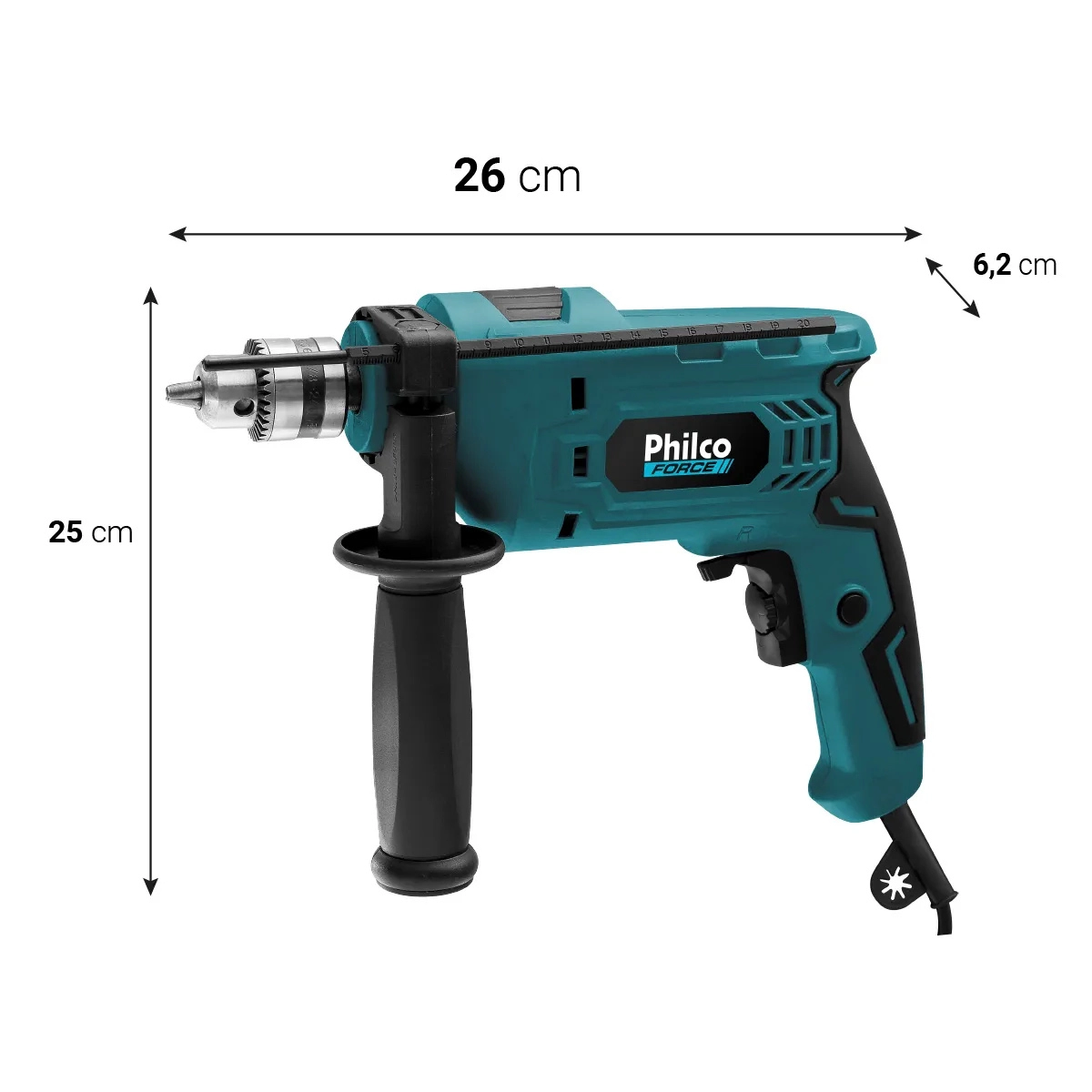 FURADEIRA DE IMPACTO E MALETA PFU01MF 650W PHILCO 127V COR AZUL TURQUESA