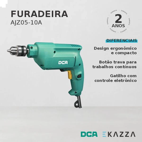 Furadeira Elétrica sem Impacto 3/8'' 500W AJZ05-10A ? 220V