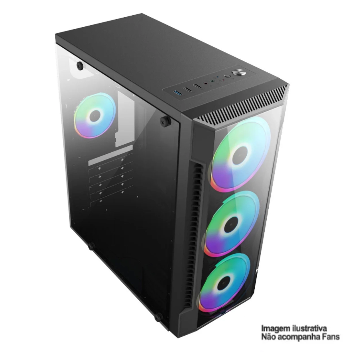 GABINETE ATX BPC GAMER PRETO COM LATERAL DE VIDRO SEM FONTE