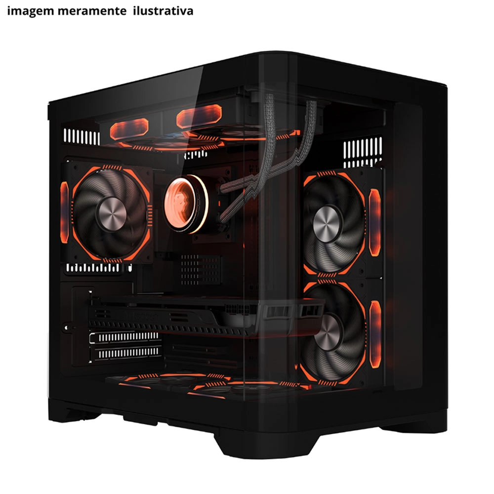 GABINETE GAMER BPC-CANOPY-B MINI PRETO C/ 5 COOLER LATERAL DE VIDRO MATX