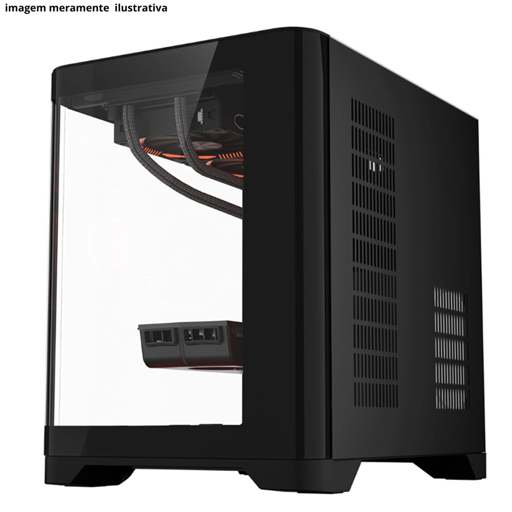 GABINETE GAMER BPC-CANOPY-B MINI PRETO C/ 5 COOLER LATERAL DE VIDRO MATX