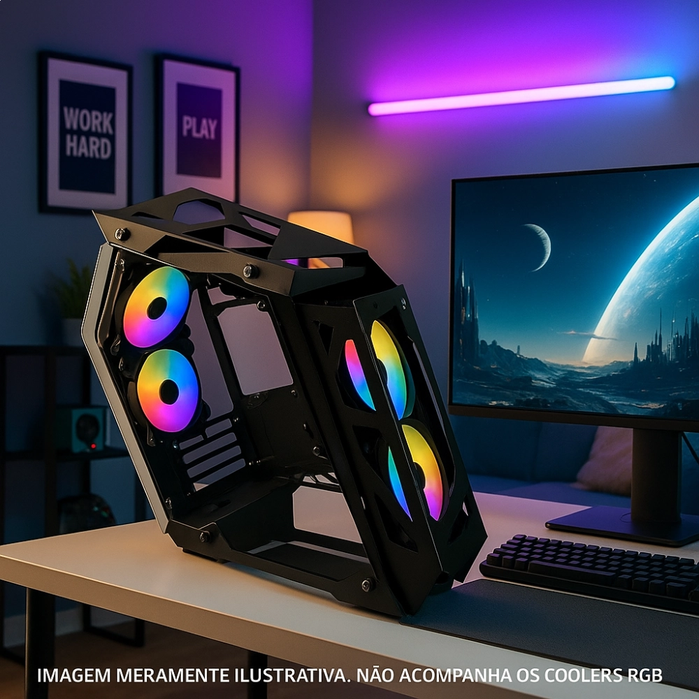 Gabinete Gamer com Lateral de Vidro Atx Prime Otm Black