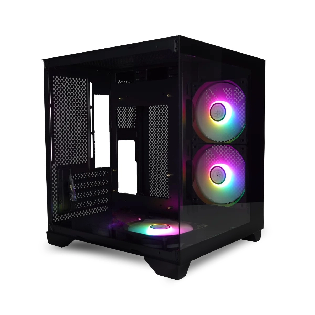 GABINETE MATX BRAZILPC GAMER AQUARIO BPC-240 BLACK COM 3 COOLER ARCO IRIS SEM FONTE