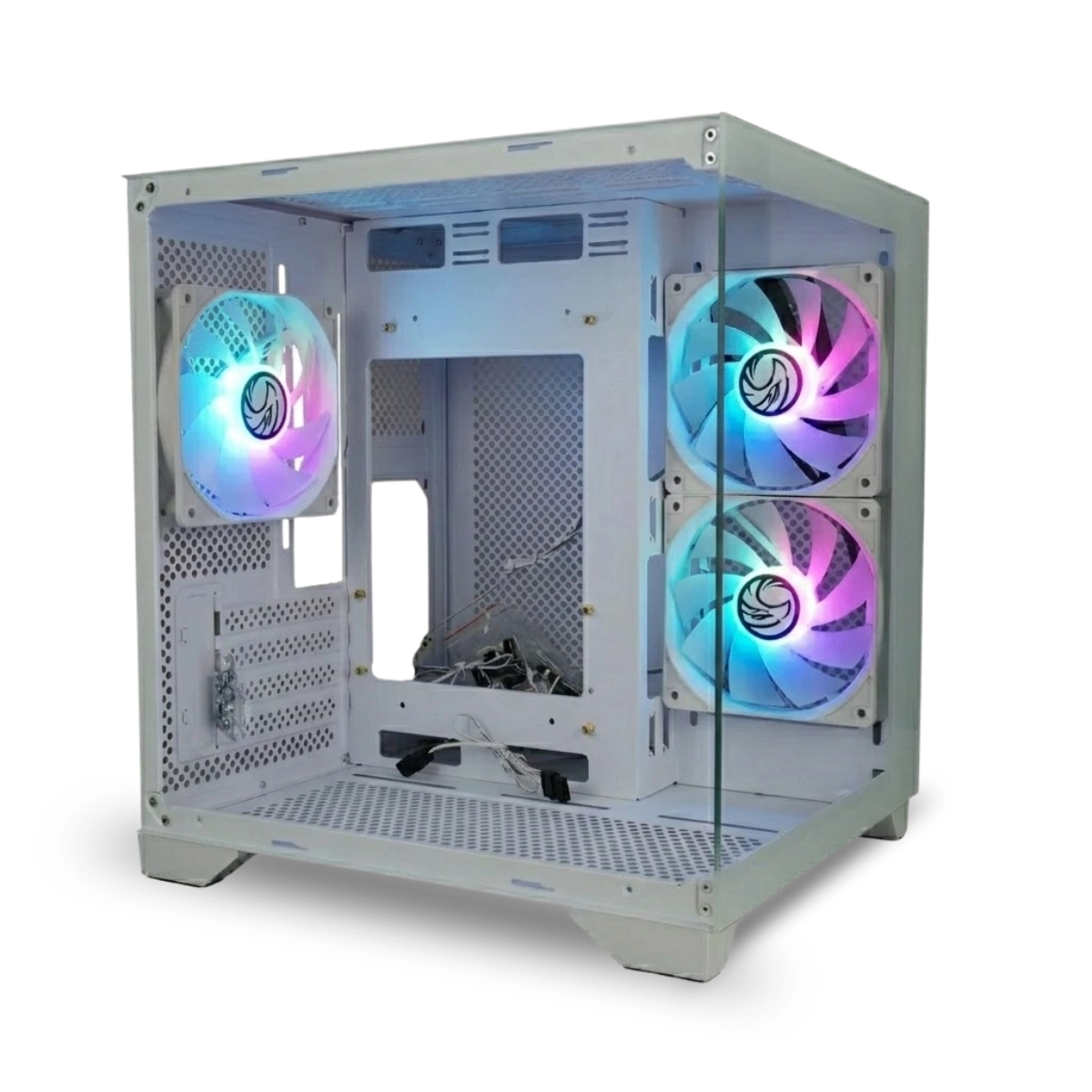 GABINETE MATX BRAZILPC GAMER AQUARIO BPC-240 BRANCO COM 3 COOLER ARCO IRIS SEM FONTE