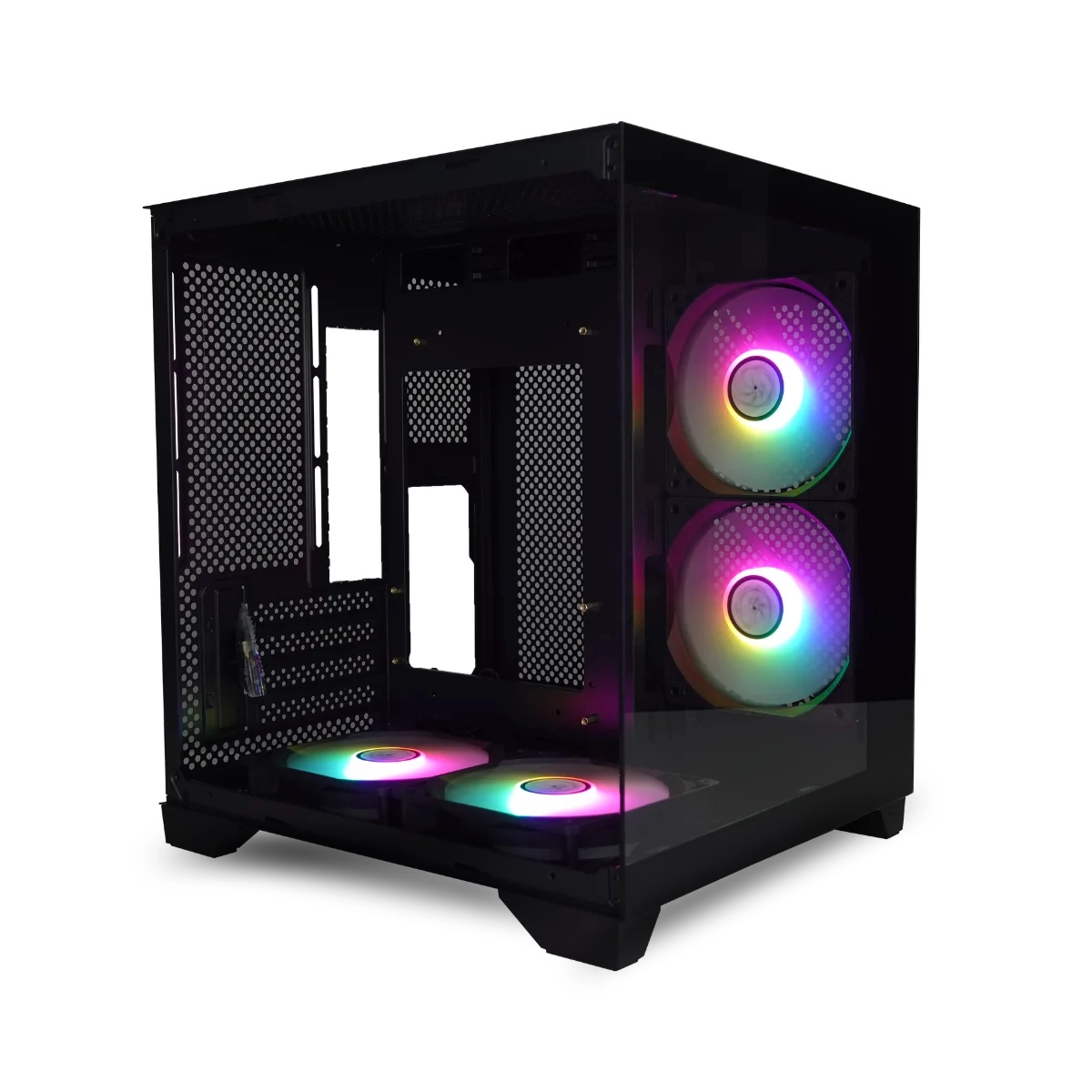 GABINETE MATX BRAZILPC GAMER AQUARIO BPC-240 PRETO COM 4 COOLER ARCO IRIS SEM FONTE