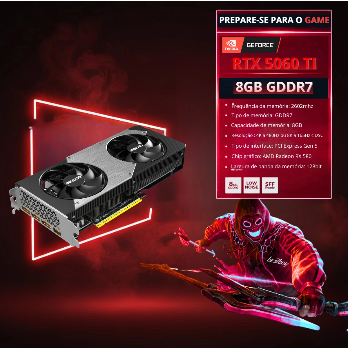 GAMER MAX ELITE BESTBOY RYZEN 5 8400F B650M 32GB SSD M.2 1TB FONTE 500W RTX5060 TI 128 BITS