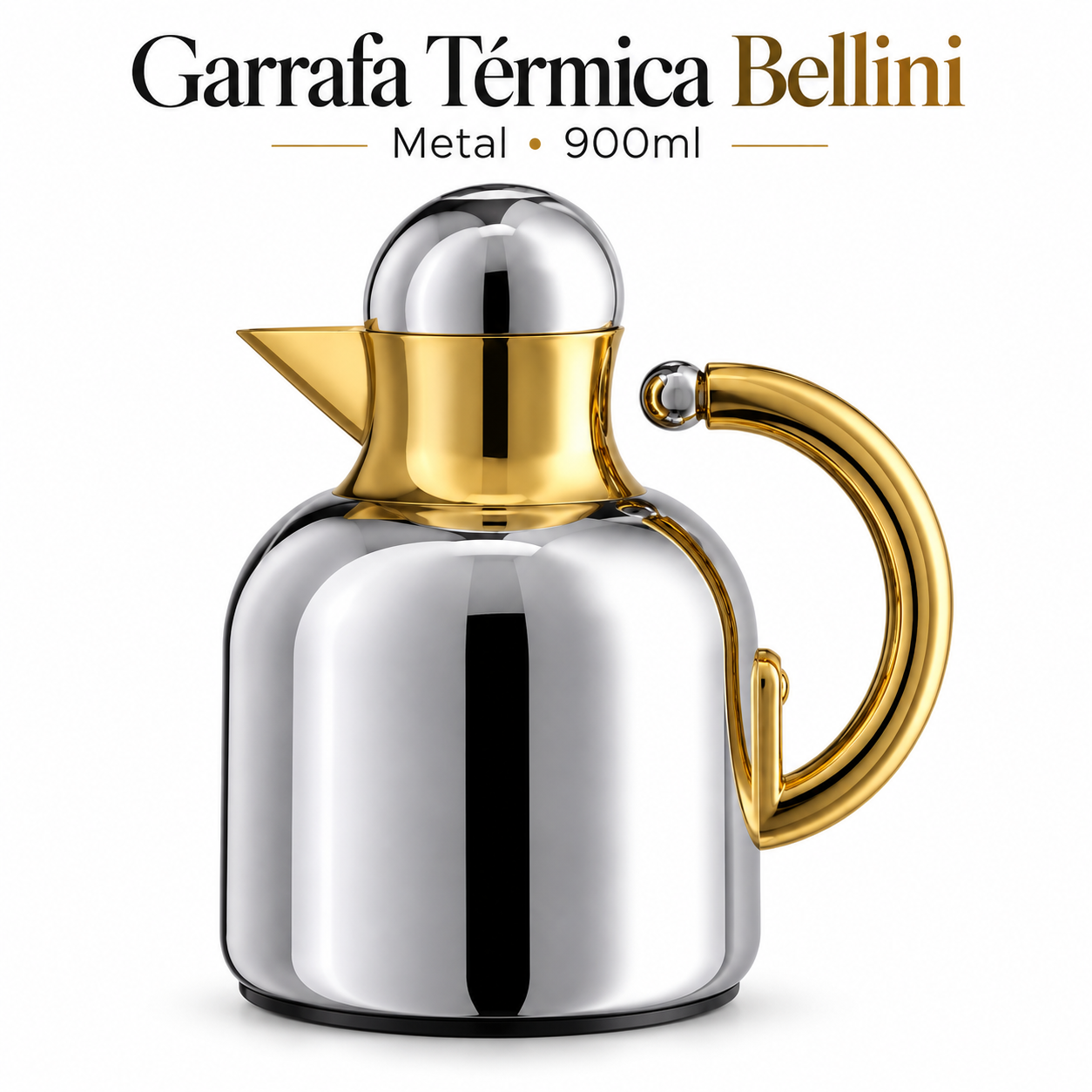 GARRAFA TÉRMICA RAVARO CROMO TUUT 600ML COM ALÇA E BICO SERVIDOR