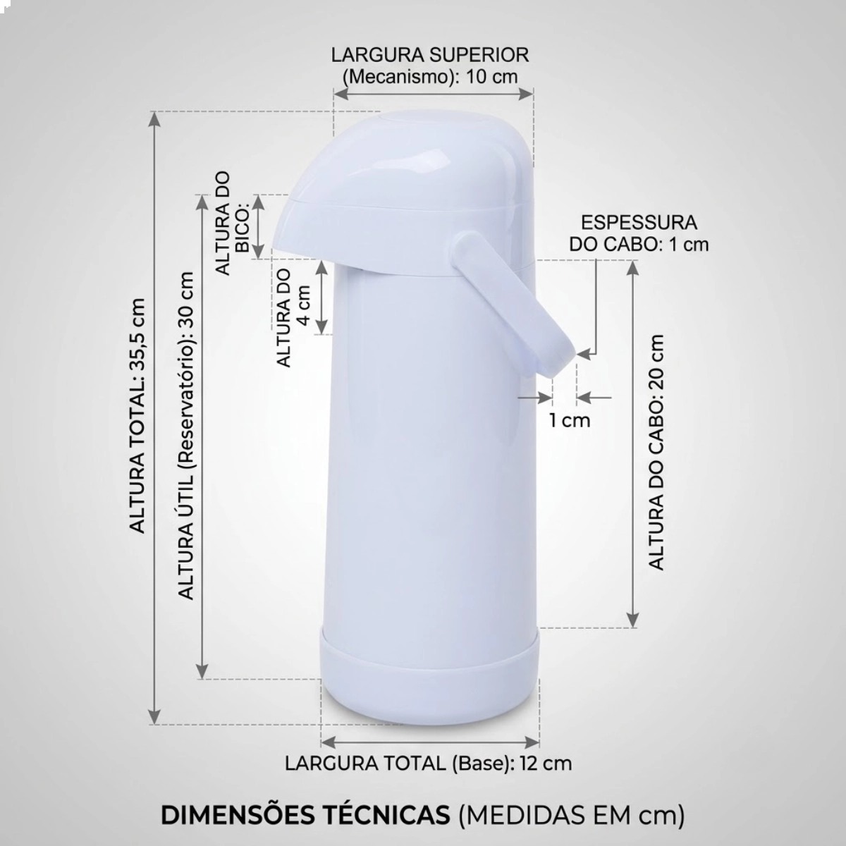 Garrafa Termica 1,8l Termolar Magic Pump Branco