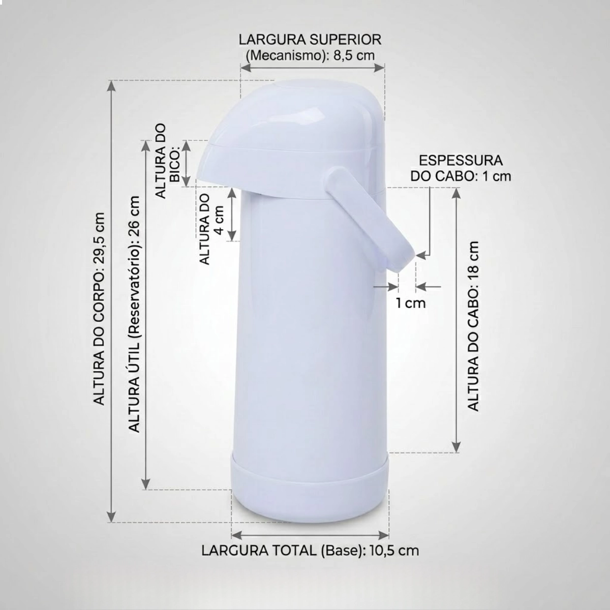 Garrafa Termica 1l Termolar Magic Pump Branco