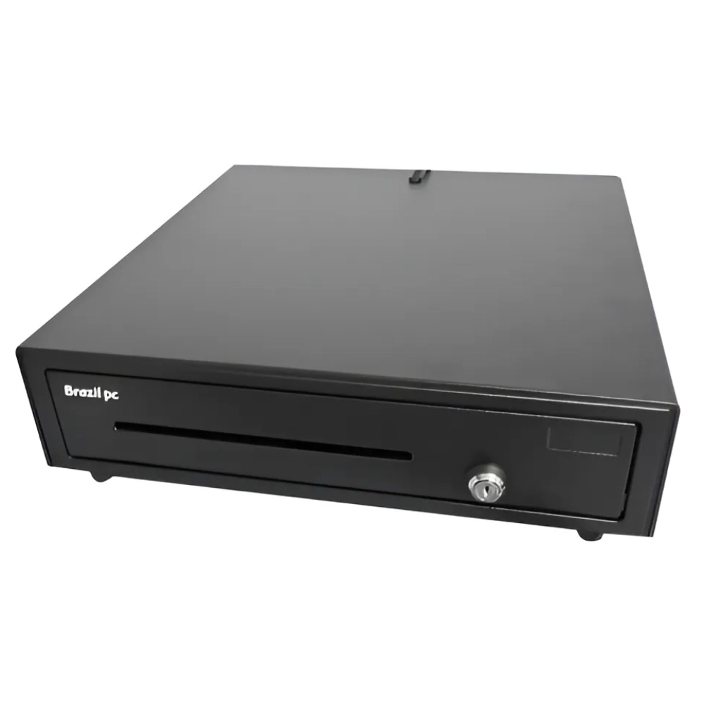 Gaveta de Dinheiro BrazilPC BPC-C410E Abertura Elétrica com Tranca de 3 Posições e Botão de Emergência