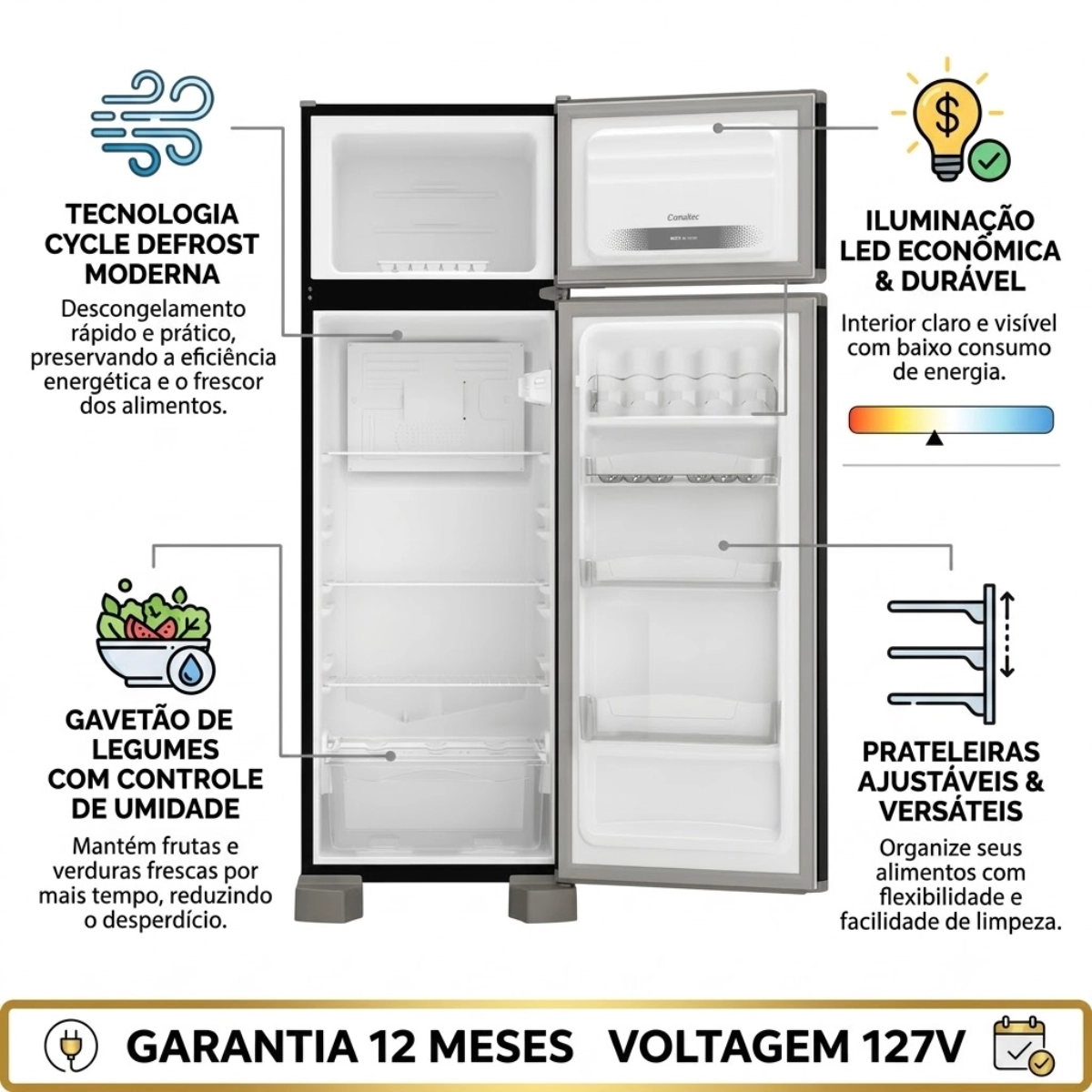 GELADEIRA ESMALTEC 276L COMPRESSOR INVERTER RCD34 PRO 127V GELADEIRA ESMALTEC 276L COMPRESSOR INVERTER RCD34 PRO 127V