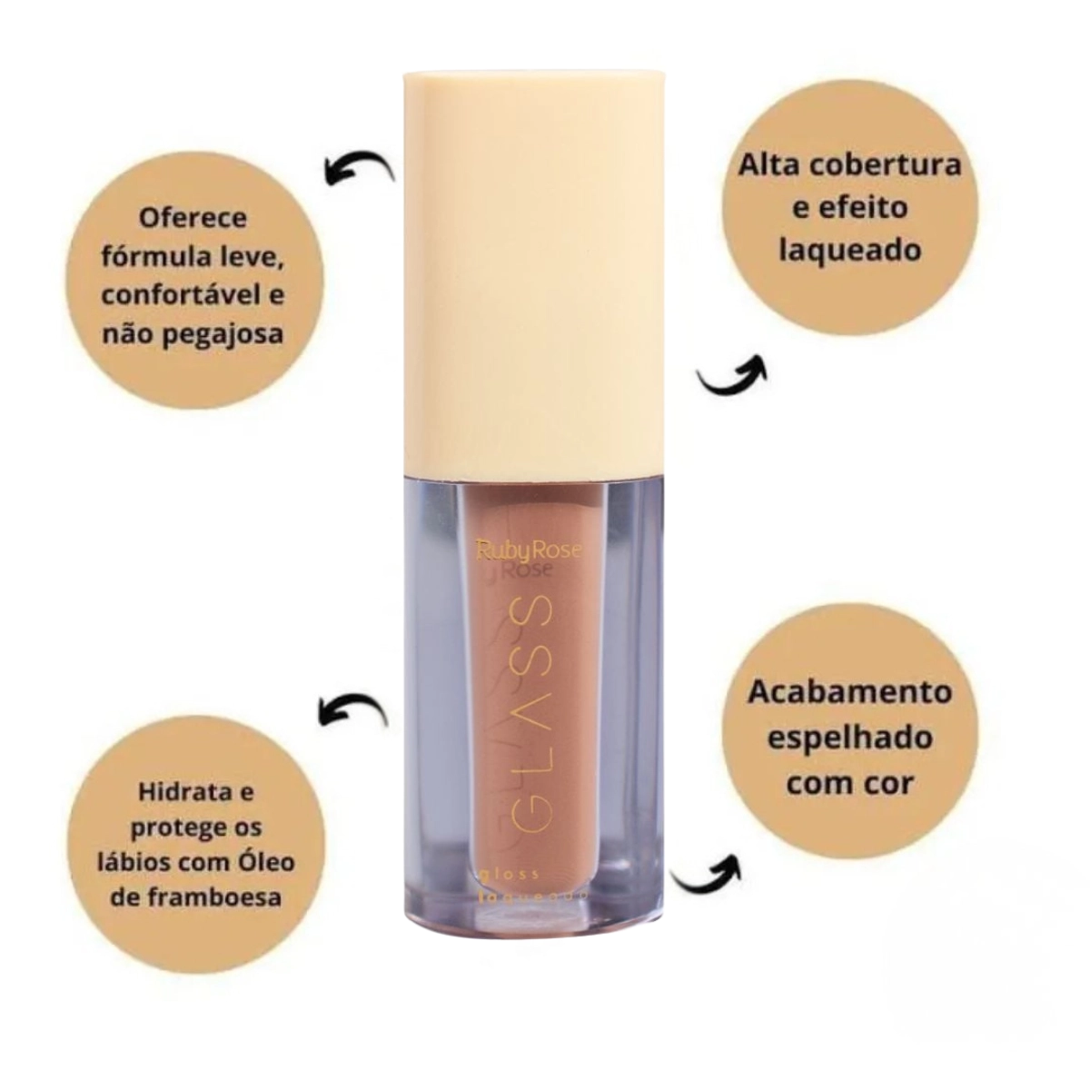 GLOSS LABIAL BG01 GLASS LAQUEADO RUBY ROSE 3ML