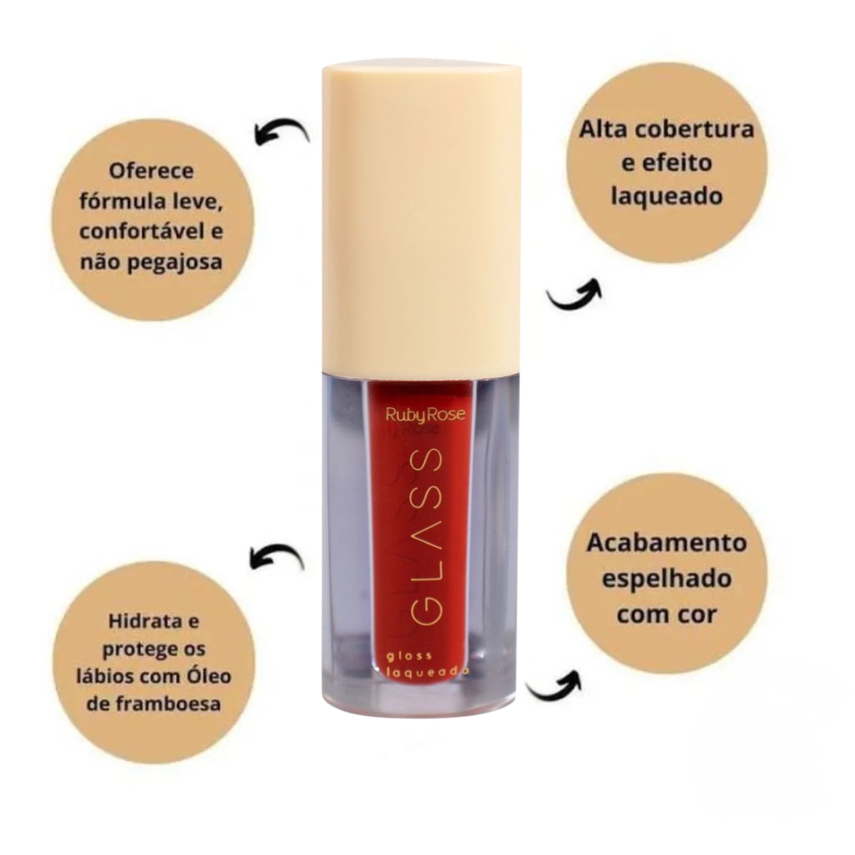 GLOSS LABIAL BG04 GLASS LAQUEADO RUBY ROSE 3ML