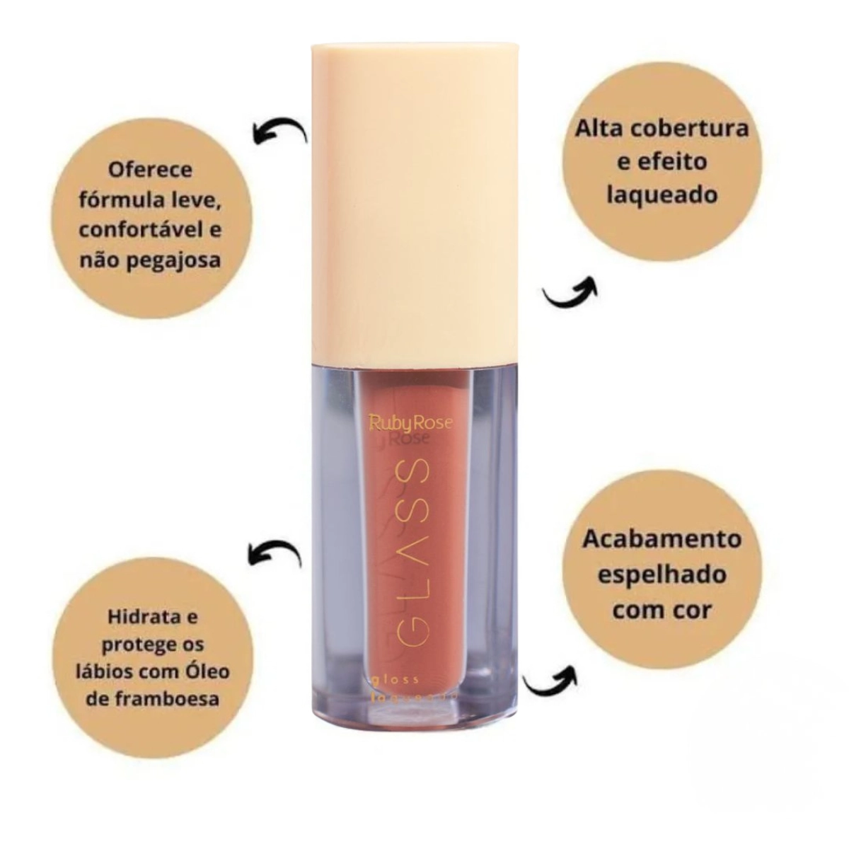 GLOSS LABIAL BG06 GLASS LAQUEADO RUBY ROSE 3ML