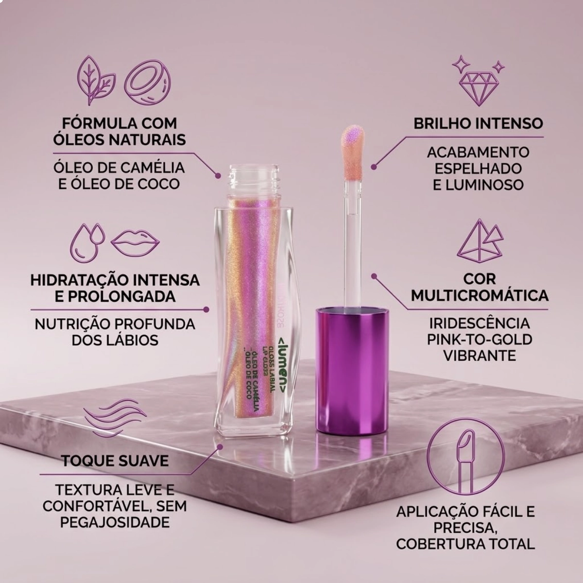 GLOSS LABIAL RUBY ROSE WONDER LUMEN CLEAR EFEITO BRILHO GLOSS LABIAL RUBY ROSE WONDER LUMEN CLEAR EFEITO BRILHO