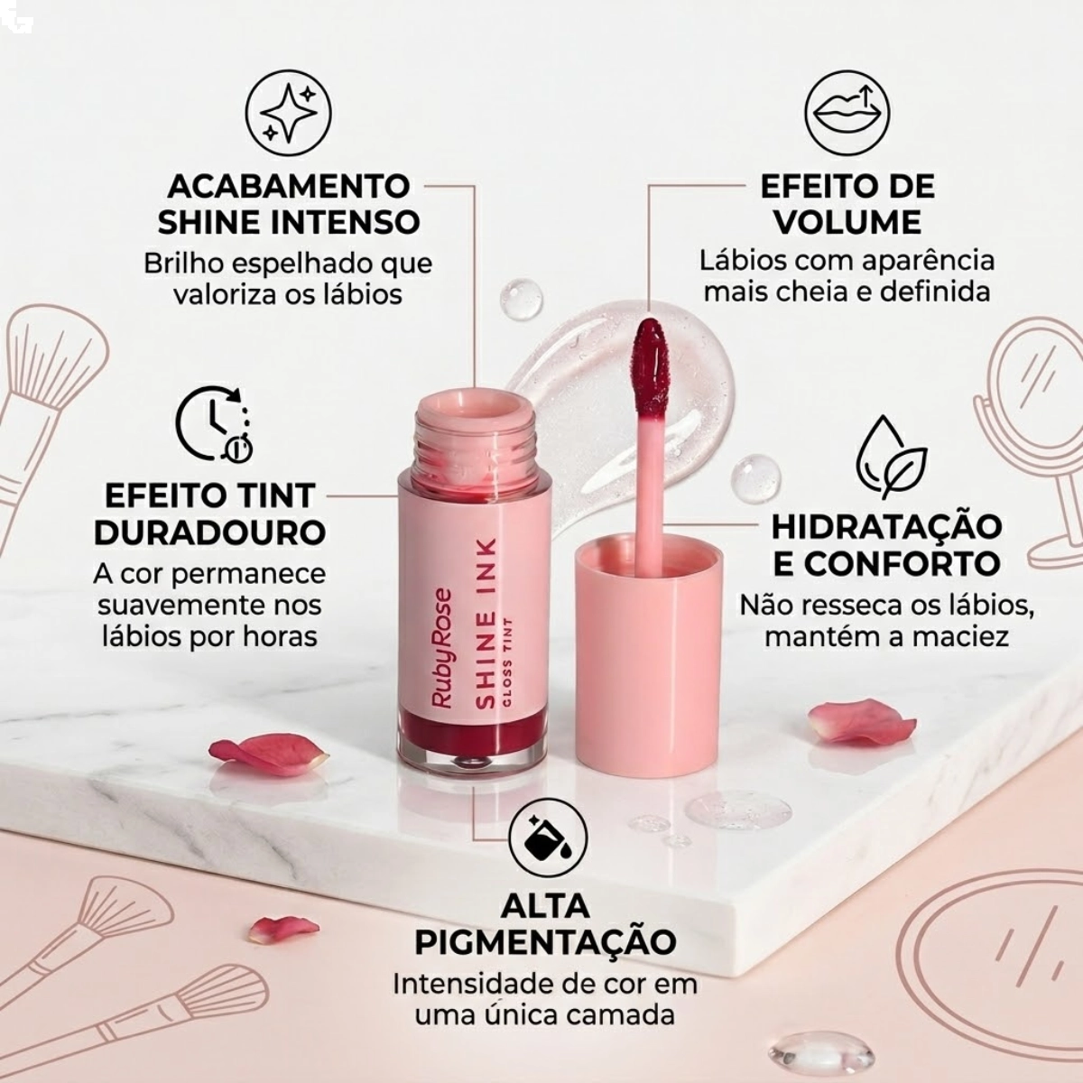 GLOSS TINT SHINE INK RUBY ROSE LONGA DURAÇÃO SI40 GLOSS TINT SHINE INK RUBY ROSE LONGA DURAÇÃO SI40