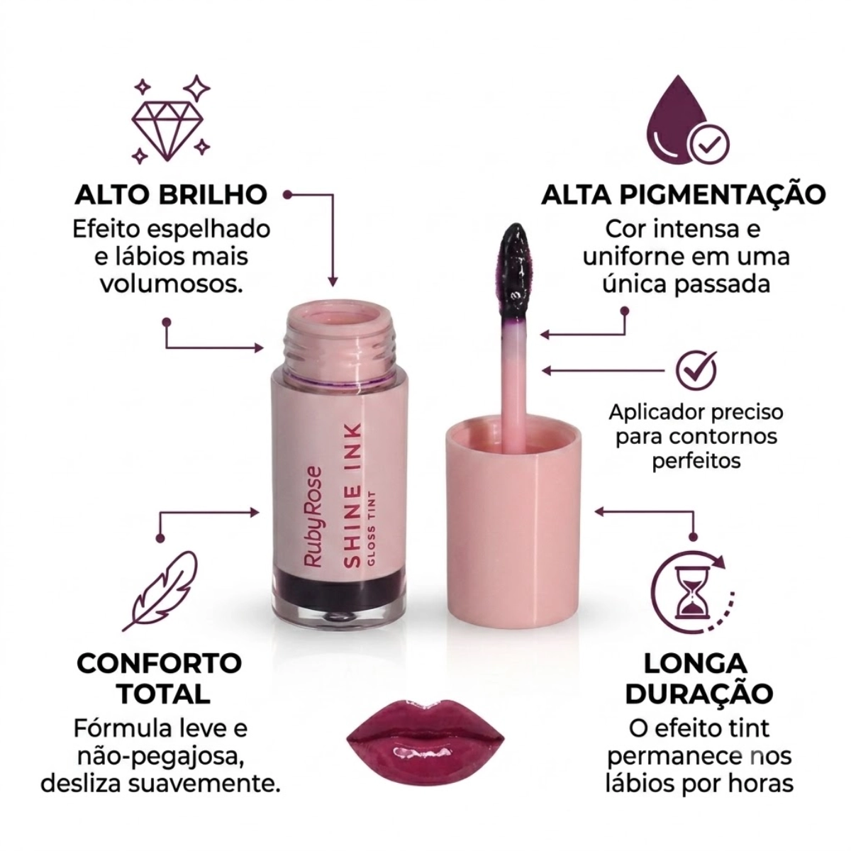GLOSS TINT SHINE INK RUBY ROSE LONGA DURAÇÃO SI60 GLOSS TINT SHINE INK RUBY ROSE LONGA DURAÇÃO SI60