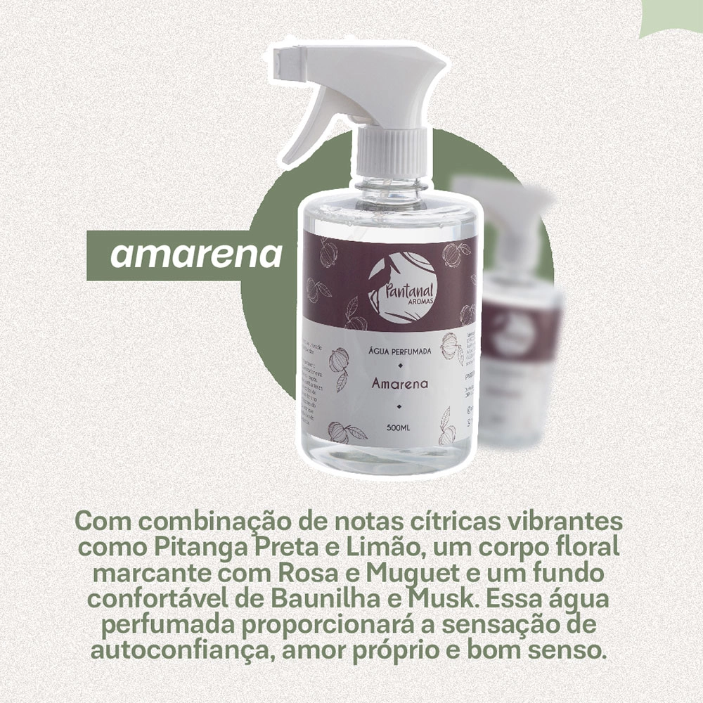Água Perfumada para Lençóis Pantanal Aromas com Essência de Cereja Amarena 500ml Água Perfumada para Lençóis Pantanal Aromas com Essência de Cereja Amarena 500ml