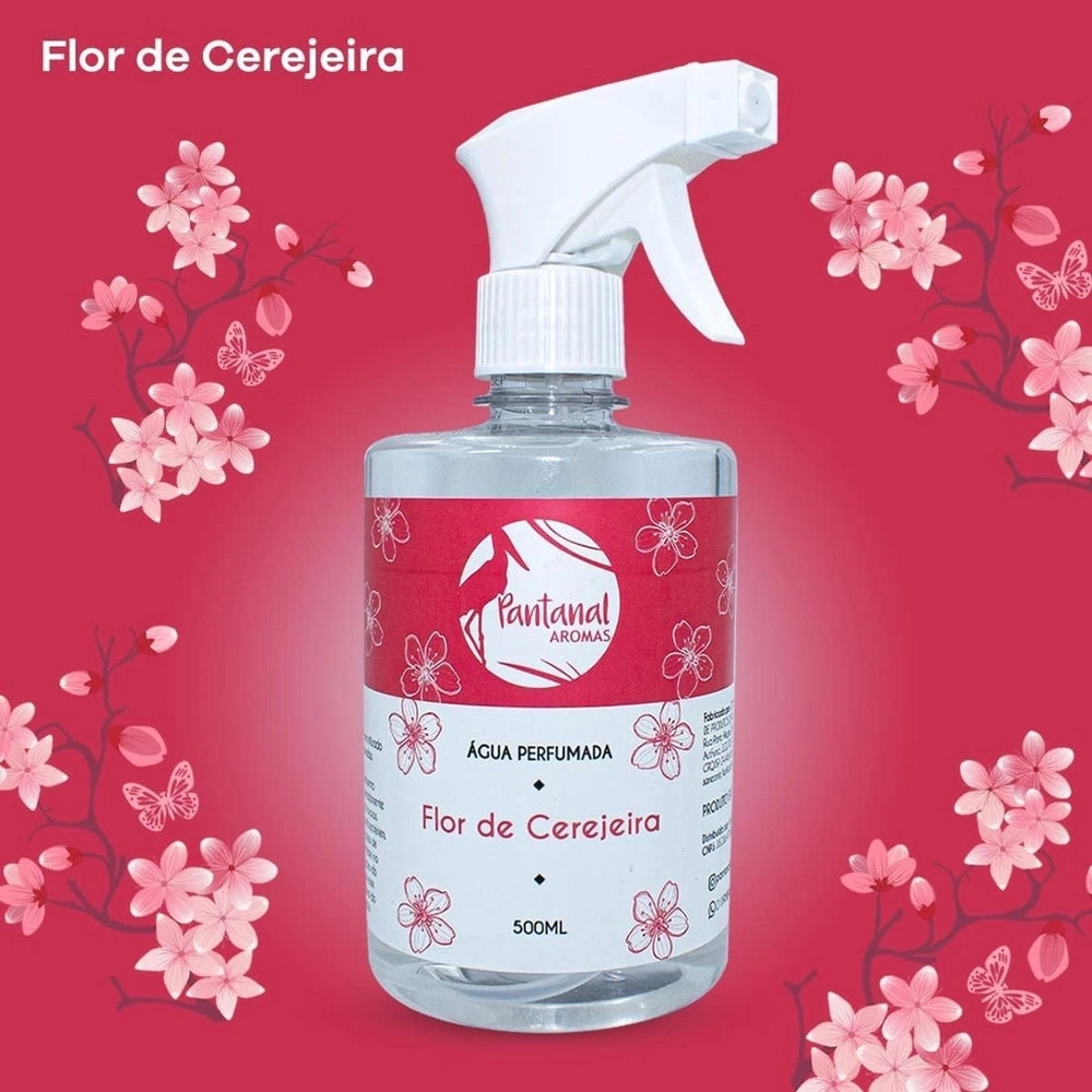 Água Perfumada para Lençóis Pantanal Aromas com Essência de Flor de Cerejeira 500ml
