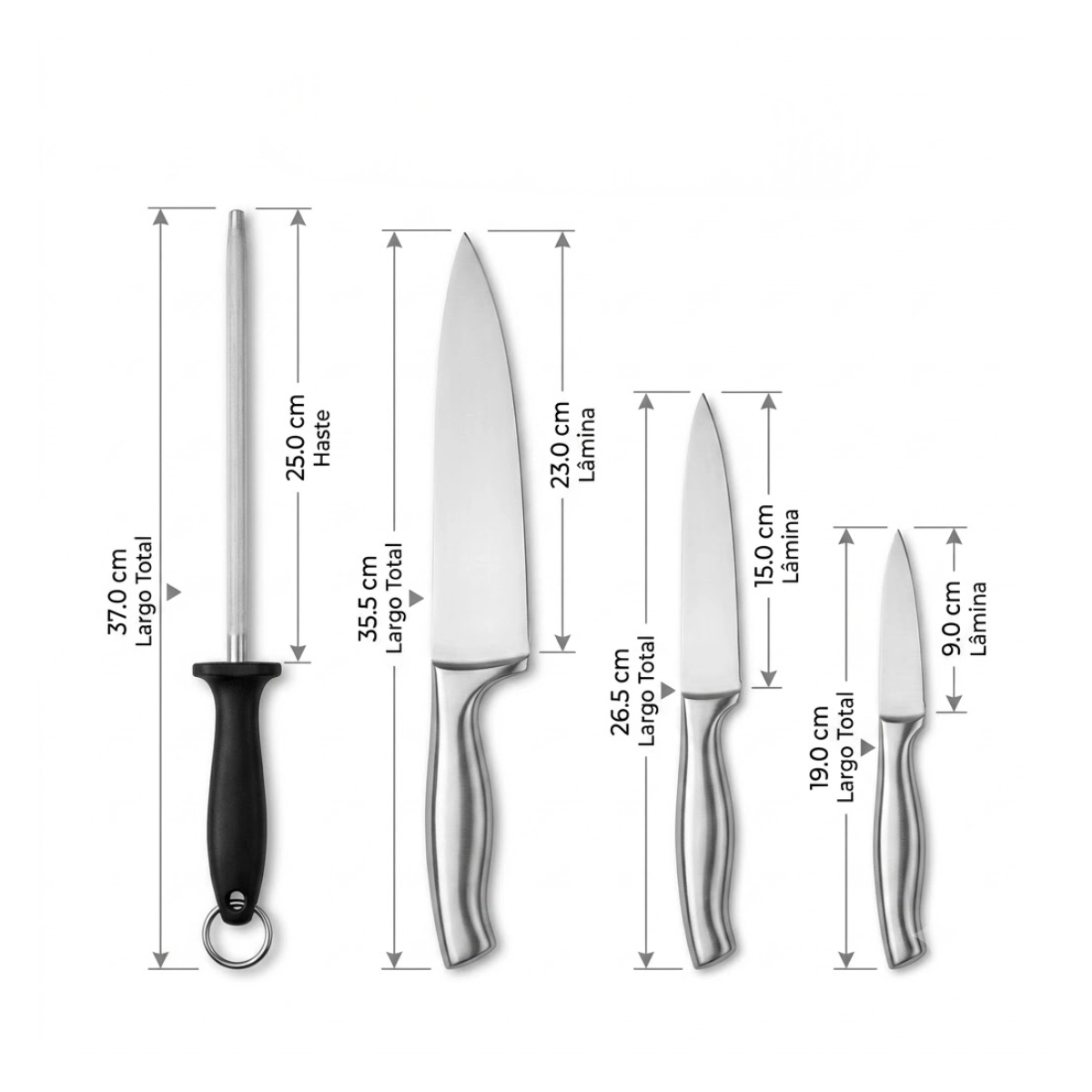 JOGO DE FACAS OSTER BALDWYN 4 PEÇAS AÇO INOX