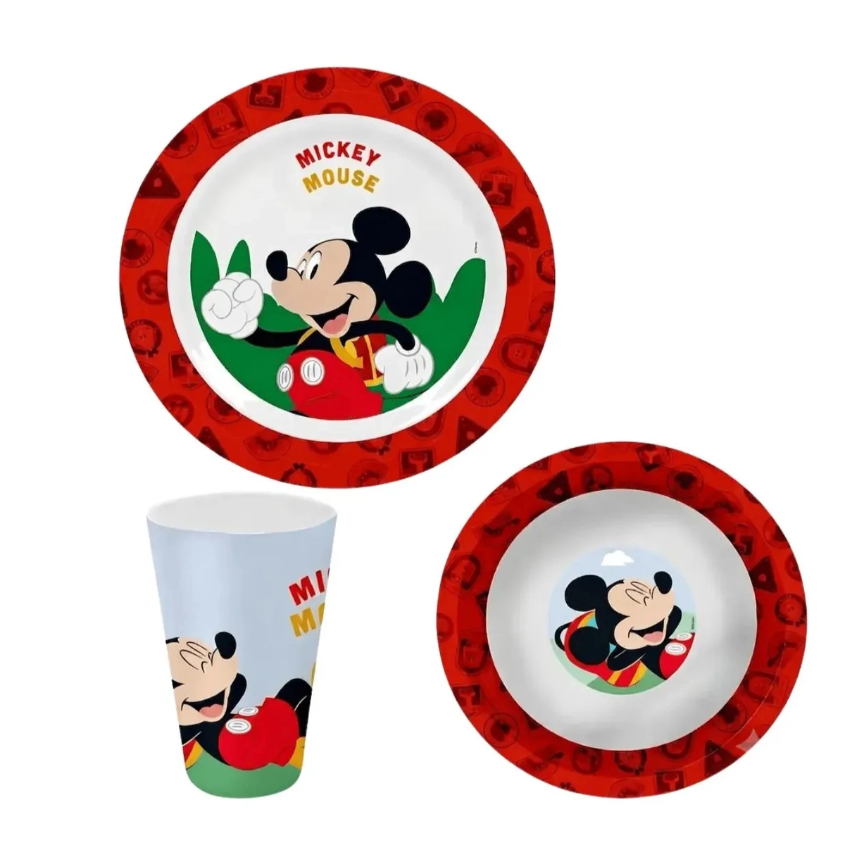 JOGO REFEIÇÃO INFANTIL MELAMINA MICKEY DISNEY COPO PRATO E TIGELA