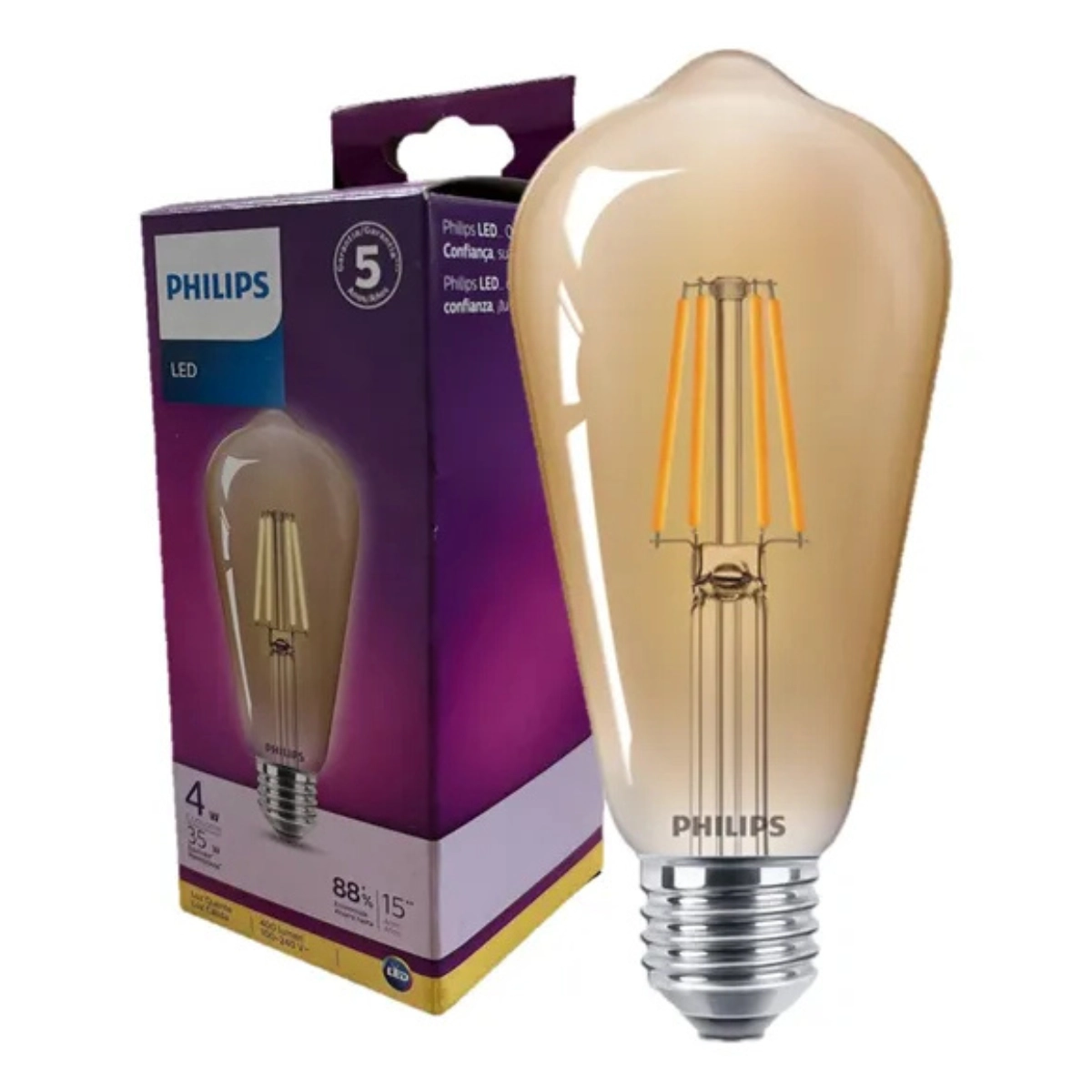 KIT 10 LÂMPADAS DE LED PHILIPS FILAMENTO ST64 4W 2500K BIVOLT KIT 10 LÂMPADAS DE LED PHILIPS FILAMENTO ST64 4W 2500K BIVOLT