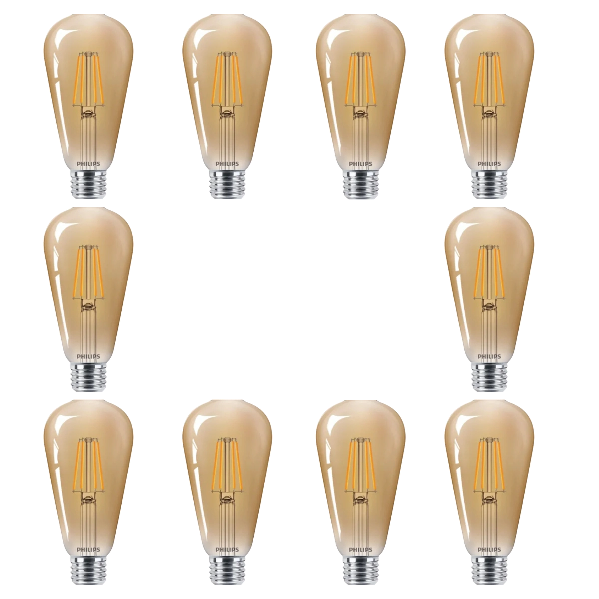 KIT 10 LÂMPADAS DE LED PHILIPS FILAMENTO ST64 4W 2500K BIVOLT