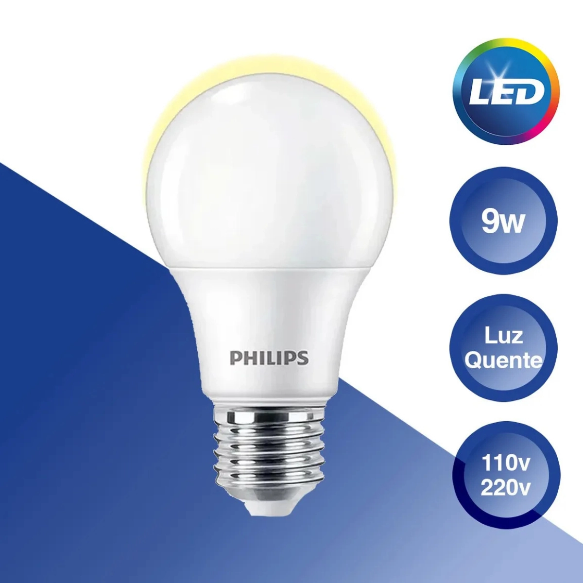 KIT 10 LÂMPADAS LED BULBO A60 9W 3000K 806LM BIVOLT