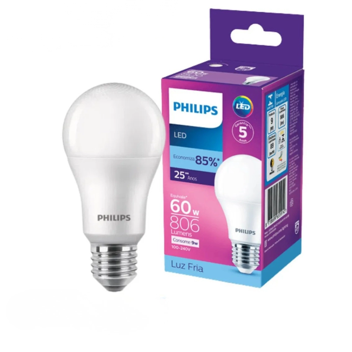 KIT 10 LAMPADAS LED BULBO A60 9W 6500K 806LM BIVOLT