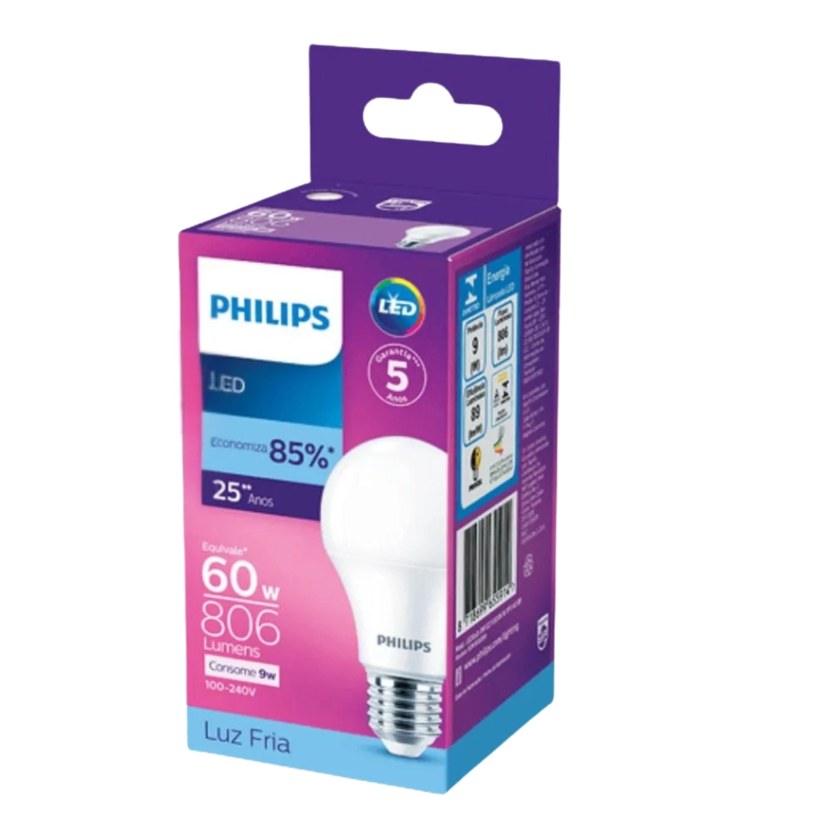 KIT 10 LAMPADAS LED BULBO A60 9W 6500K 806LM BIVOLT