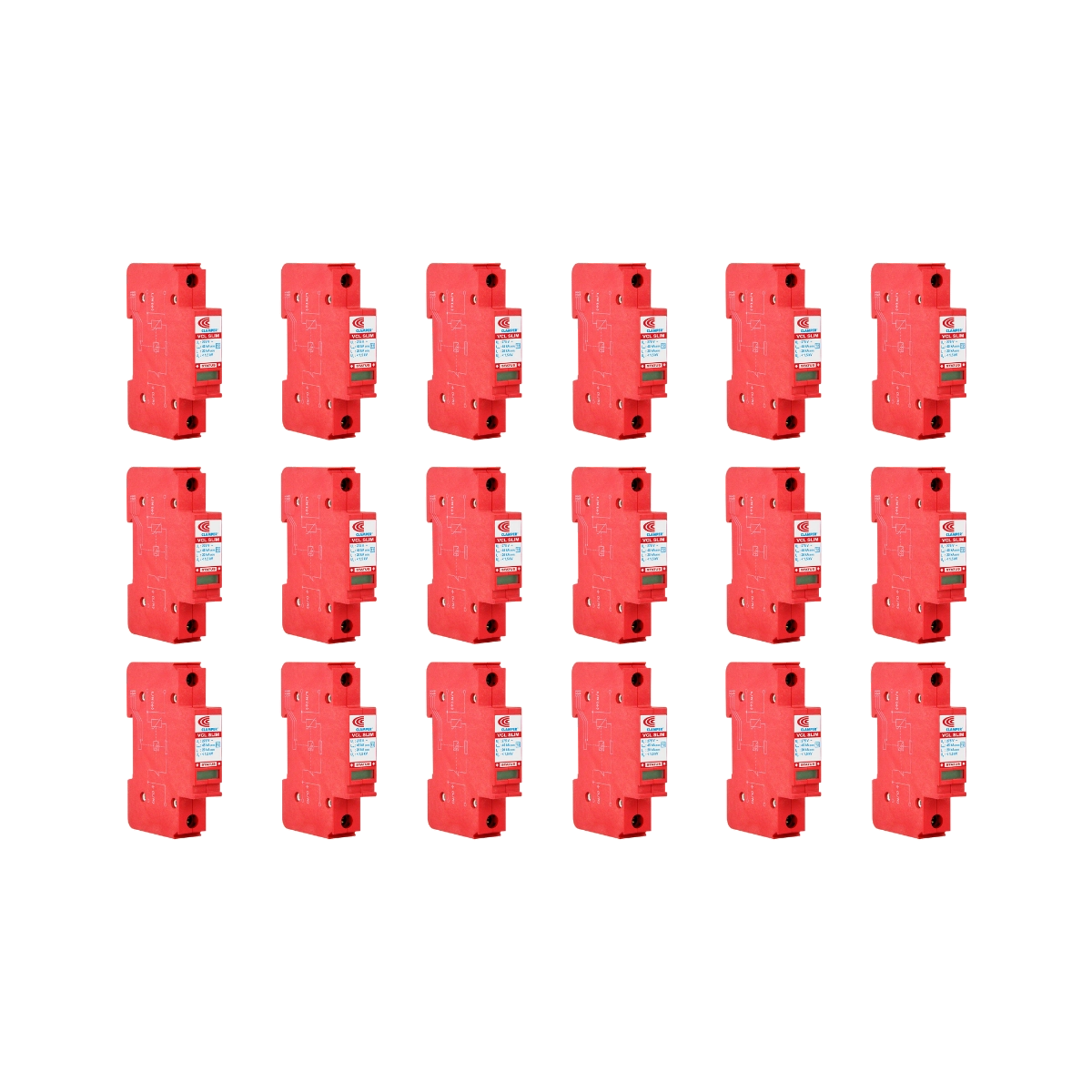 KIT 18 UN DISPOSITIVO DE PROTEÇÃO CONTRA RAIOS COM DPS FRONT V 275V 45KA VERMELHO