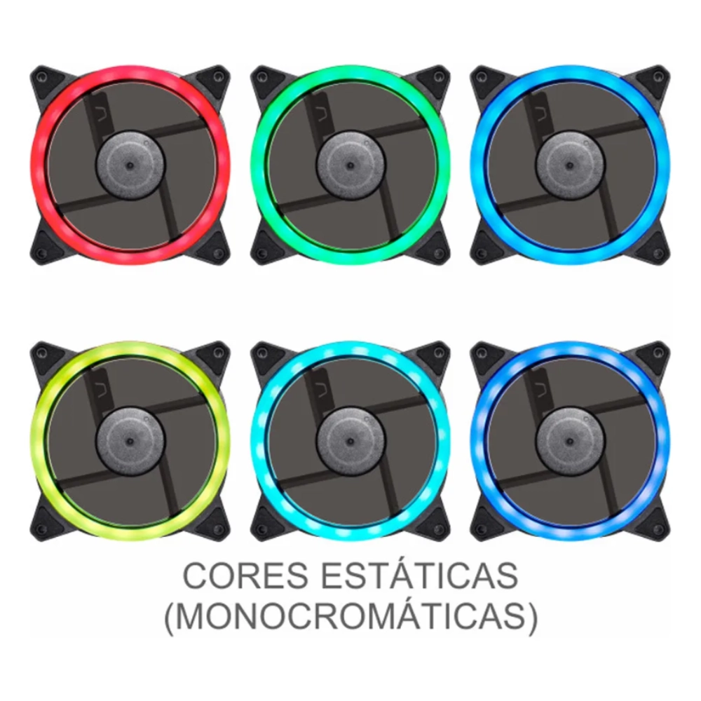 Kit 3 Cooler Fan Pc Gamer K-mex Rgb 1200 Rpm com Controle