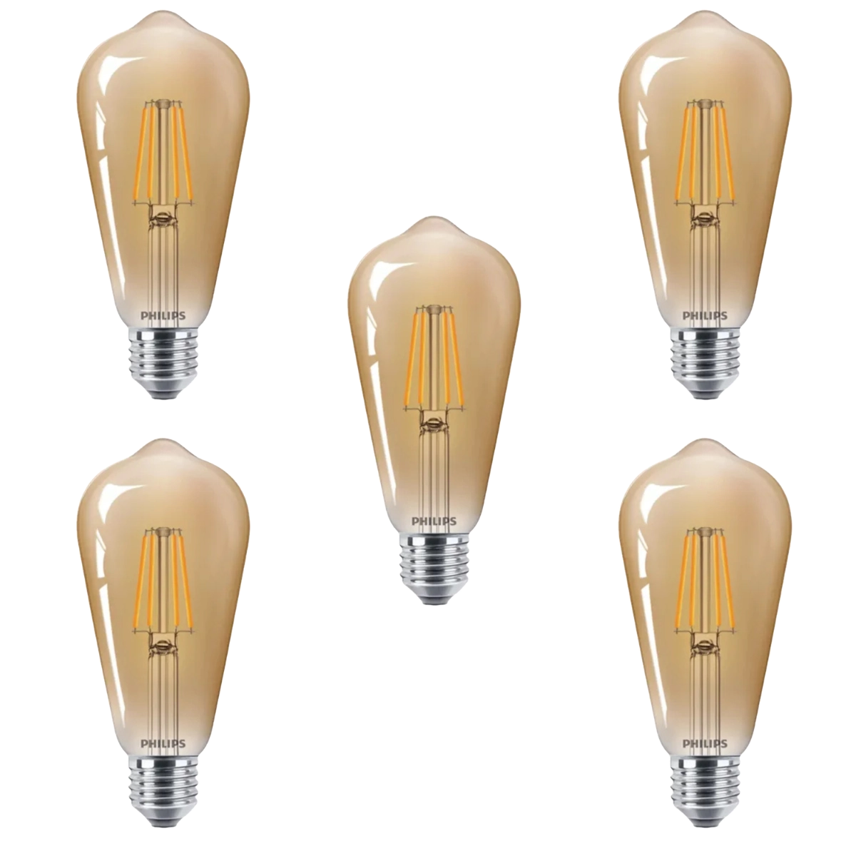 KIT 5 LÂMPADAS DE LED PHILIPS FILAMENTO ST64 4W 2500K BIVOLT